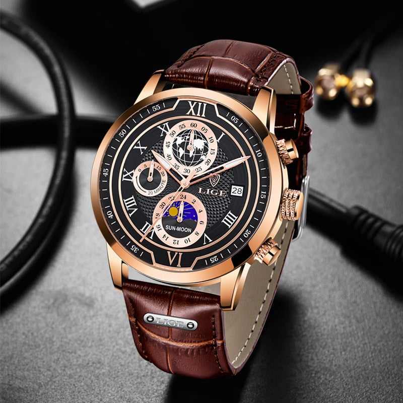"Elegant heren chronograaf horloge, klassiek met moderne touch, luxe design, perfect accessoire voor elke gelegenheid."