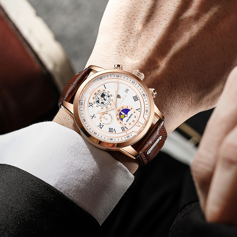 "Elegant heren chronograaf horloge, klassiek met moderne touch, luxe design, perfect accessoire voor elke gelegenheid."