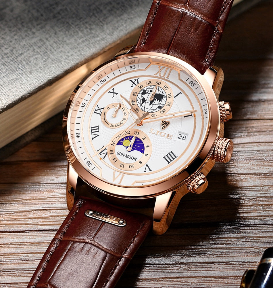 "Elegant heren chronograaf horloge, klassiek met moderne touch, luxe design, perfect accessoire voor elke gelegenheid."