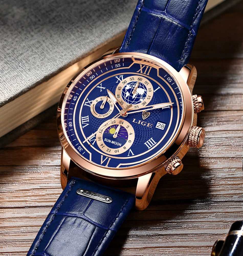 "Elegant heren chronograaf horloge, klassiek met moderne touch, luxe design, perfect accessoire voor elke gelegenheid."