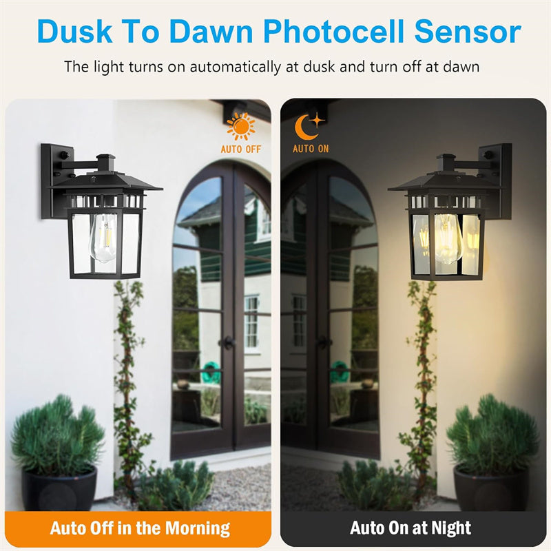 Buitenlamp lantaarn met heldere kap, geeft direct sfeervol licht op uw terras of balkon.
