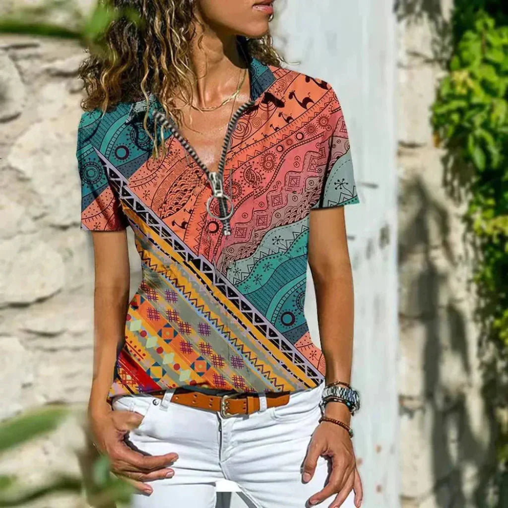 Stijlvol paars dames zomershirt, een elegante blouse voor zomer en lente. Comfortabel voor smartcasual gelegenheden.