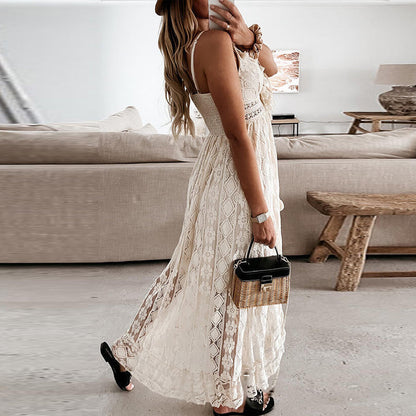 "Elegante boho-jurk voor vrouwen met romantisch borduurwerk, luchtig materiaal en speelse details, perfect voor zomeravonden.