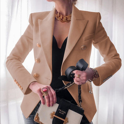 "Elegante damesblazer met tijdloze stijl, polijst knopen en luxe katoenmix voor elk seizoen, perfect voor formele gelegenhede