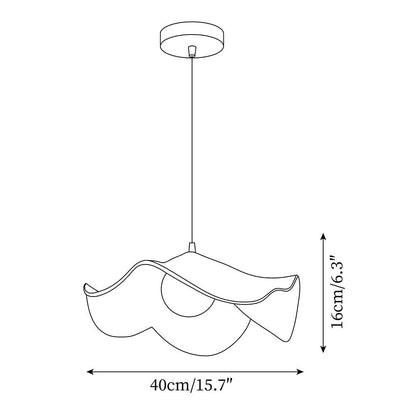 "Elegante ElementBois hanglamp van hout en hars met lotus ontwerp, straalt warme verlichting uit, ideaal voor elke ruimte."
