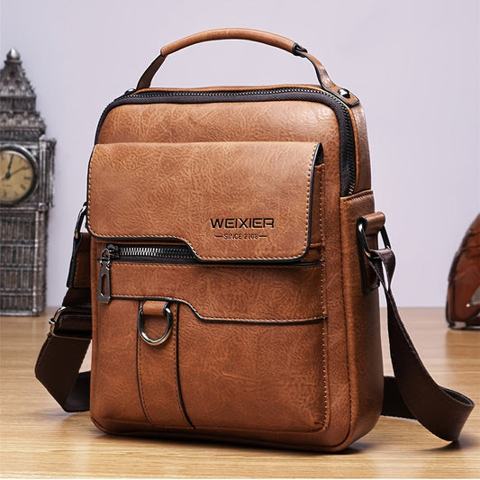 "Elegante en functionele Jannes leren crossbody tas voor heren, zwart, donkerbruin en lichtbruin, stijlvol en duurzaam."