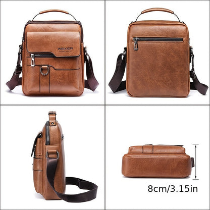 "Elegante en functionele Jannes leren crossbody tas voor heren, zwart, donkerbruin en lichtbruin, stijlvol en duurzaam."