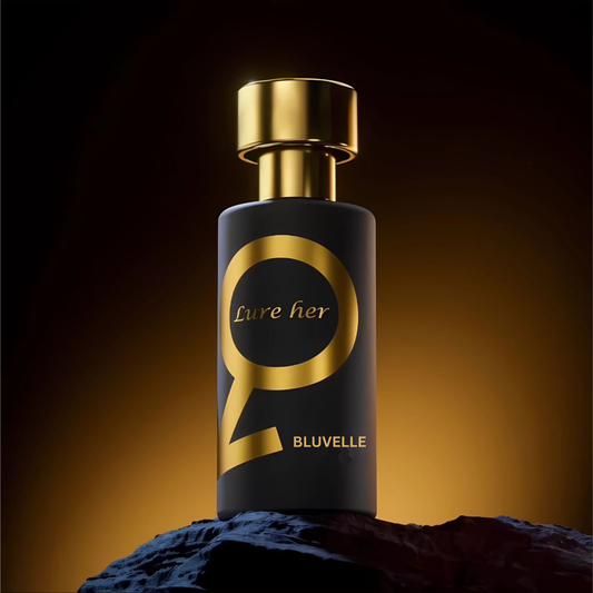 "Elegante fles Lure Her feromonen eau de parfum voor mannen, met krachtige en subtiele geur die aantrekkingskracht bevordert.