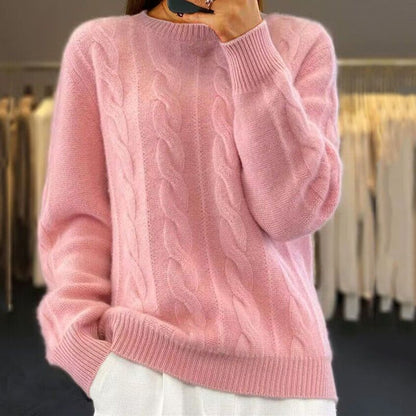 "Elegante gebreide damestrui met fijn patroon, gemaakt van warme wol, perfect voor koude winterdagen."