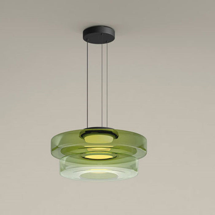 "Elegante glaspendellamp in Bauhaus-stijl, verstelbare LED-hanglamp, warm wit licht, modern design voor binnenshuis."