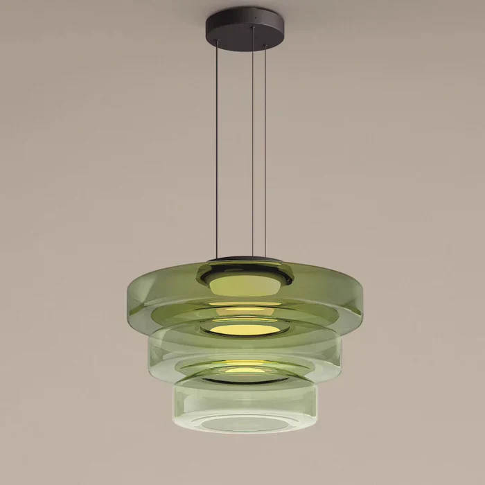 "Elegante glaspendellamp in Bauhaus-stijl, verstelbare LED-hanglamp, warm wit licht, modern design voor binnenshuis."
