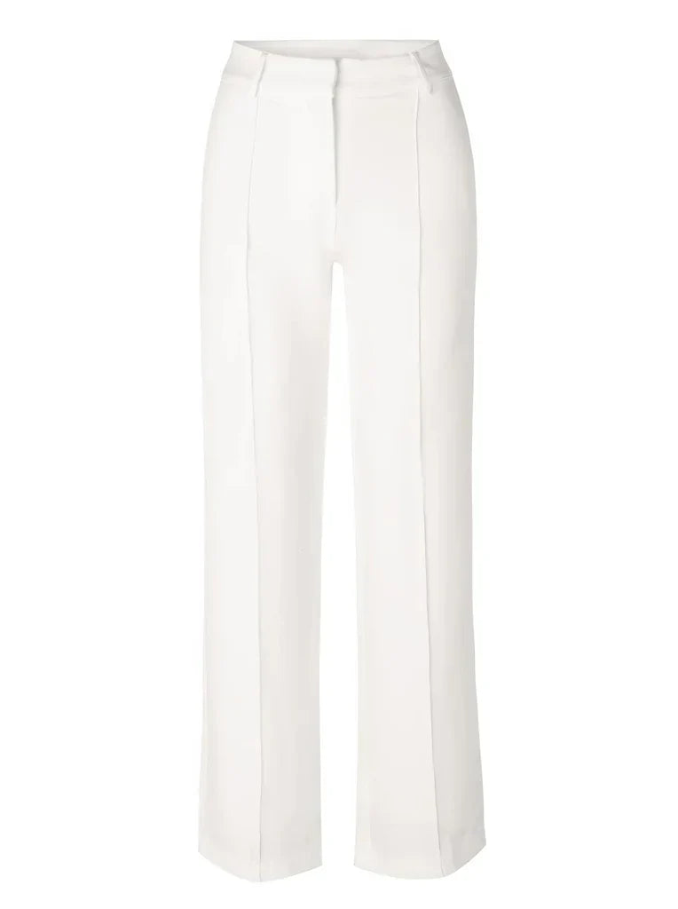 "Elegante grijze damesbroek met slim-fit en wijde pijpen van duurzame polyester voor zowel casual als formele looks."