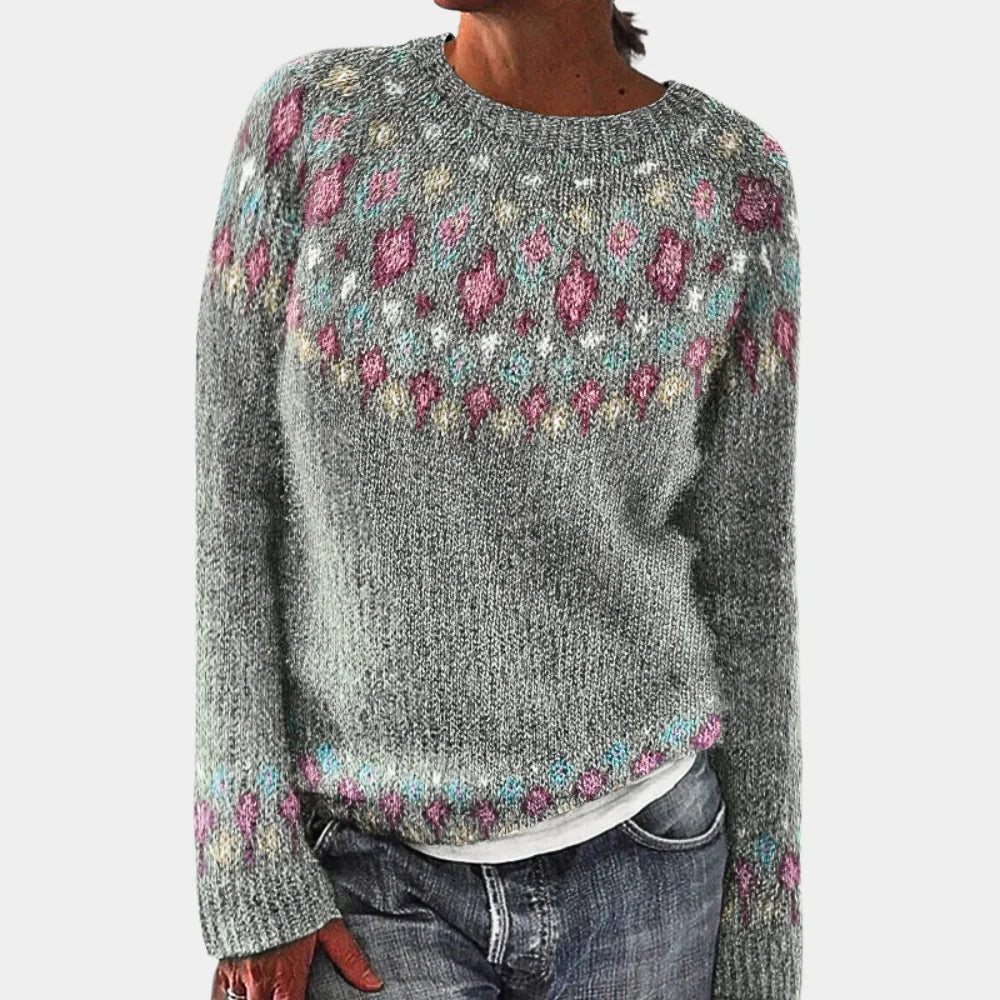 "Elegante groene wollen trui voor dames met klassieke snit, zacht en comfortabel voor koude dagen, perfect te combineren."