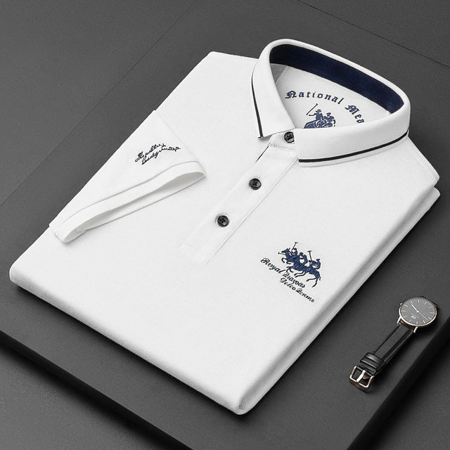 "Elegante herenpolo met korte mouwen, hoogwaardige katoenmix, ideaal voor zowel casual als formele gelegenheden."