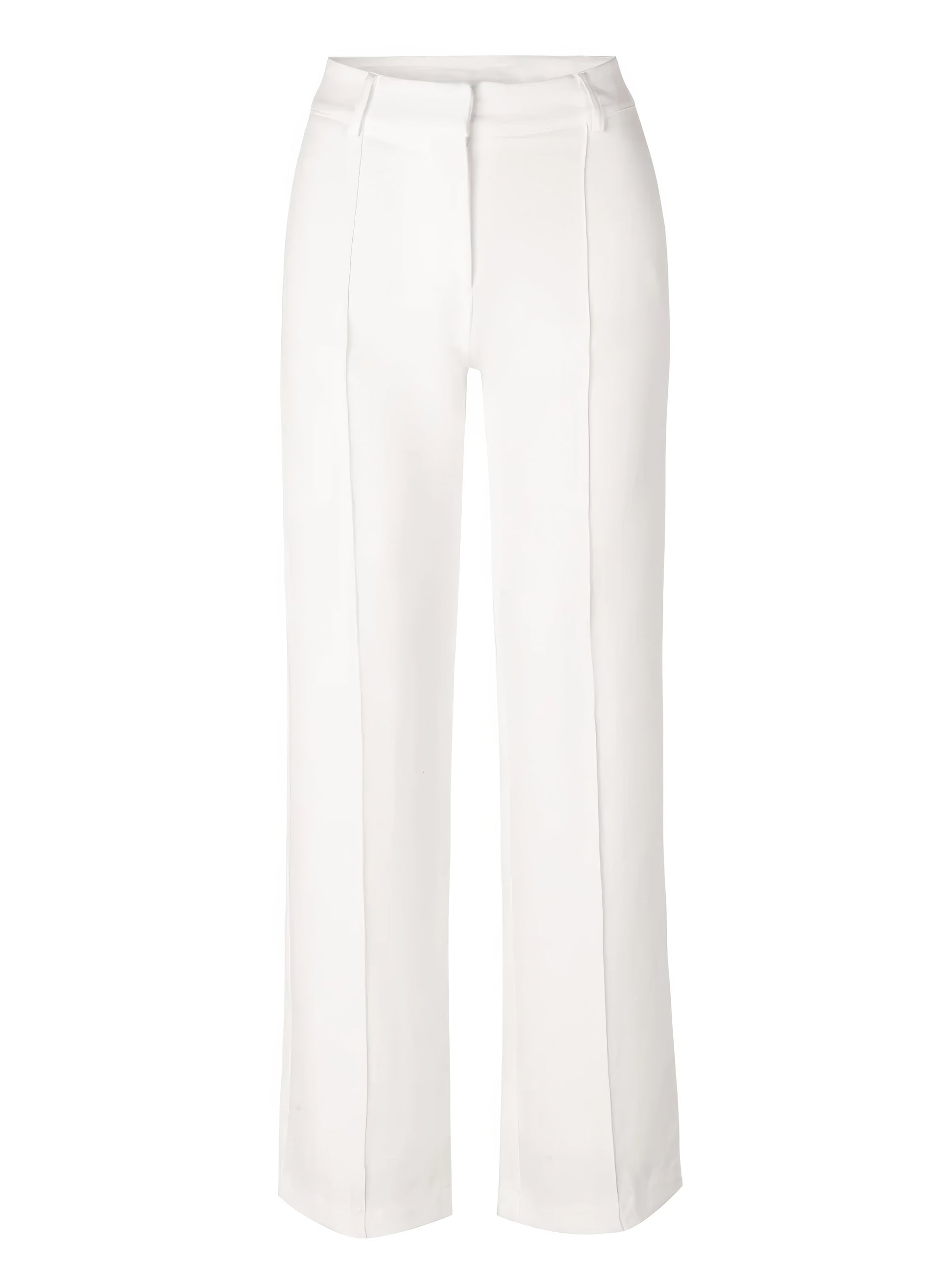 Elegante high-waist pantalon dames met rechte pijpen, zachte stretchstof, blinde ritssluiting; modieus en comfortabel.