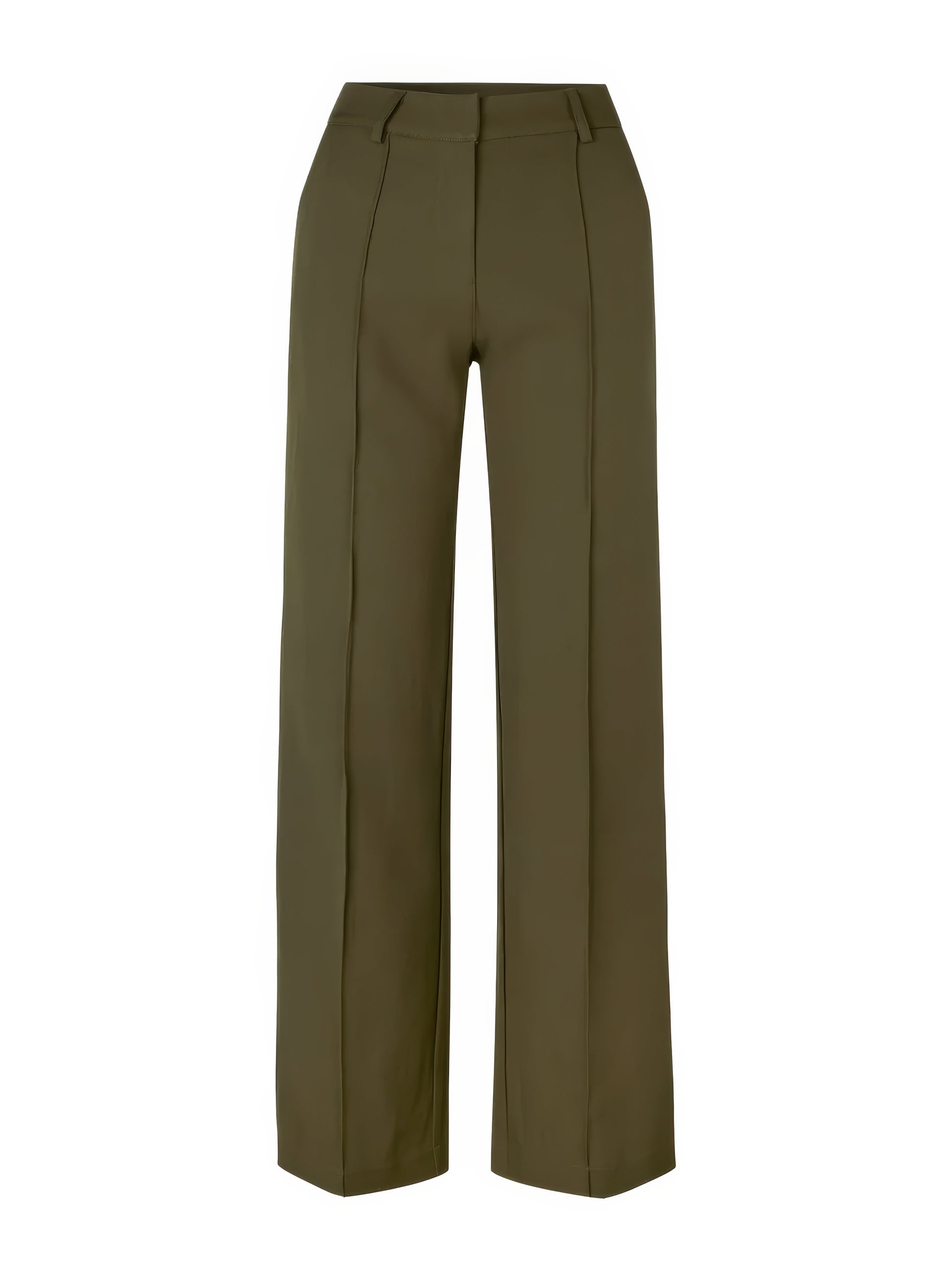 Elegante high-waist pantalon dames met rechte pijpen, zachte stretchstof, blinde ritssluiting; modieus en comfortabel.