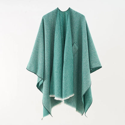 "Elegante katoenen poncho, stijlvolle cape in marineblauw, perfect voor dagelijks en formeel gebruik, lichtgewicht ontwerp."