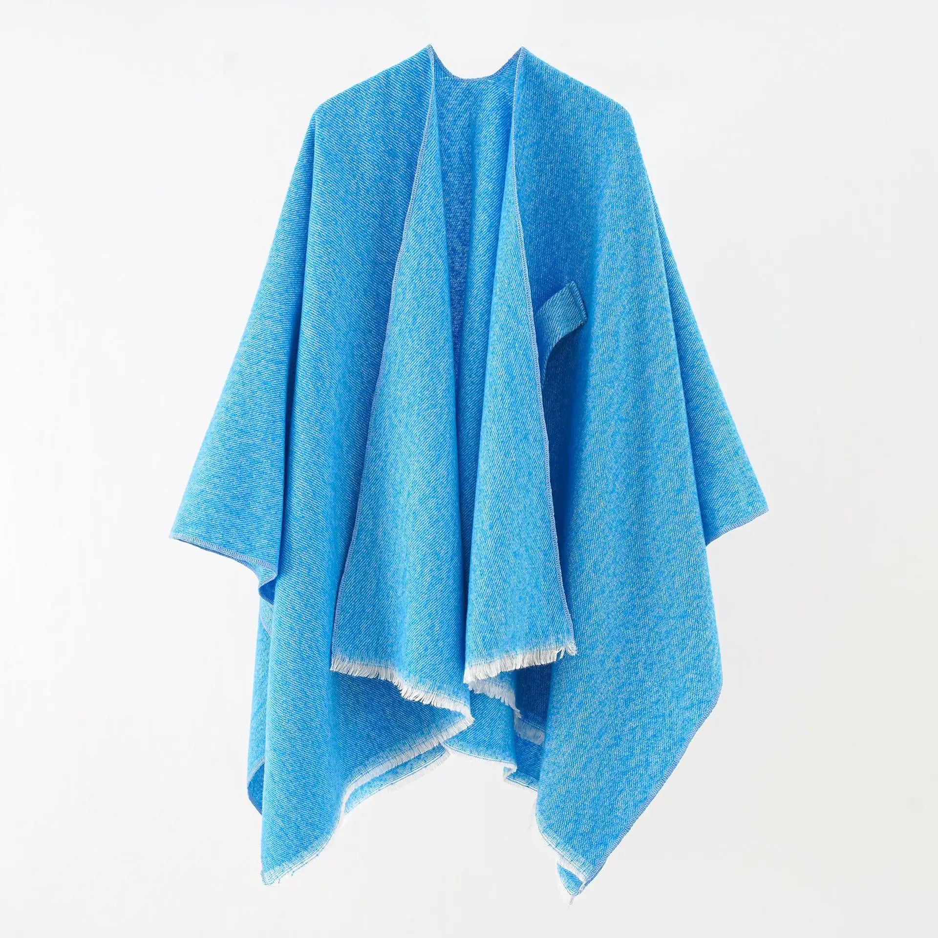 "Elegante katoenen poncho, stijlvolle cape in marineblauw, perfect voor dagelijks en formeel gebruik, lichtgewicht ontwerp."