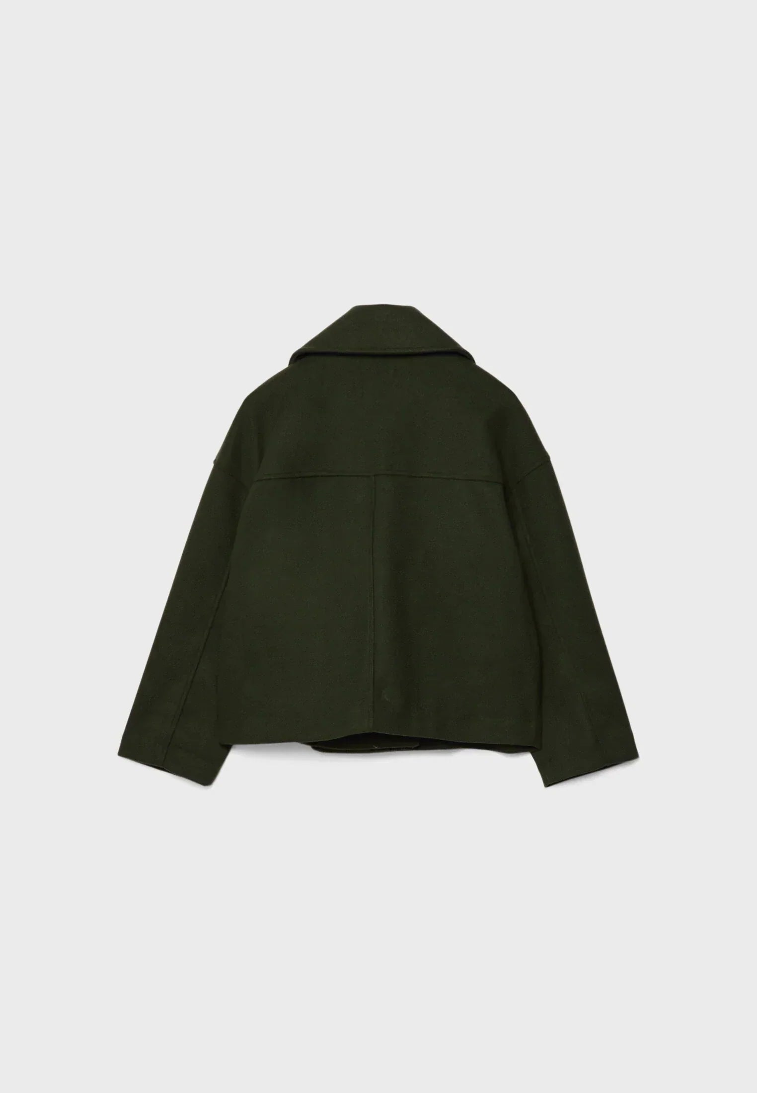 "Elegante korte double-breasted jas van luxe wolmix stof, cropped lengte, knoopsluiting, stijlvol en tijdloos design."