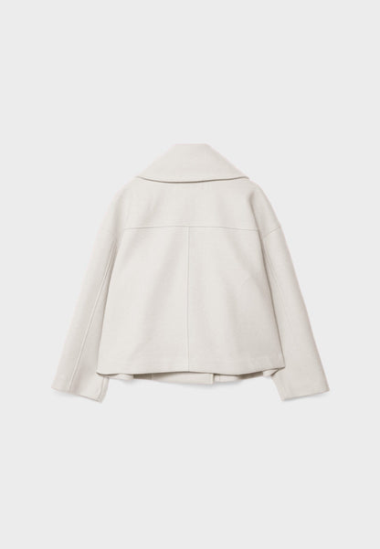 "Elegante korte double-breasted jas van luxe wolmix stof, cropped lengte, knoopsluiting, stijlvol en tijdloos design."