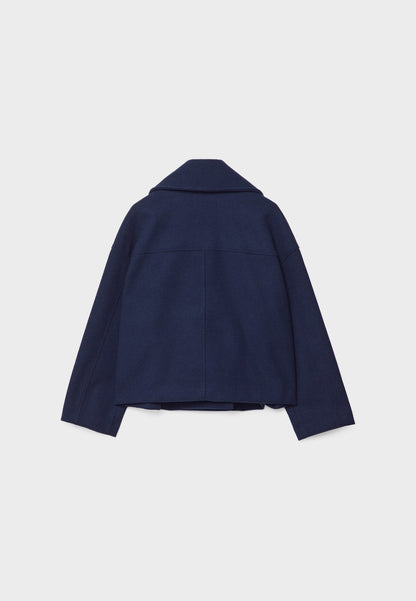 "Elegante korte double-breasted jas van luxe wolmix stof, cropped lengte, knoopsluiting, stijlvol en tijdloos design."