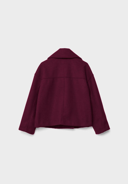 "Elegante korte double-breasted jas van luxe wolmix stof, cropped lengte, knoopsluiting, stijlvol en tijdloos design."