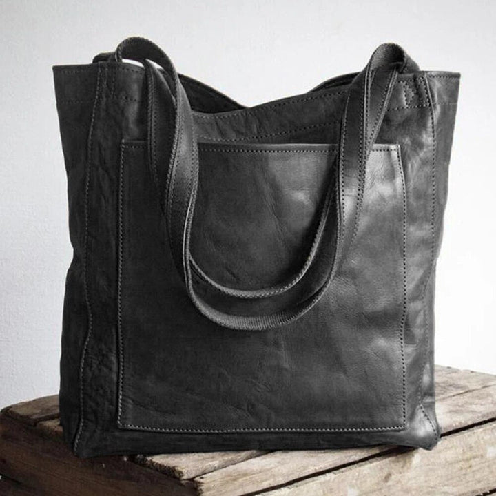 Vintage leren schoudertas voor vrouwen, functionele handtas, koffiebruin PU leer.