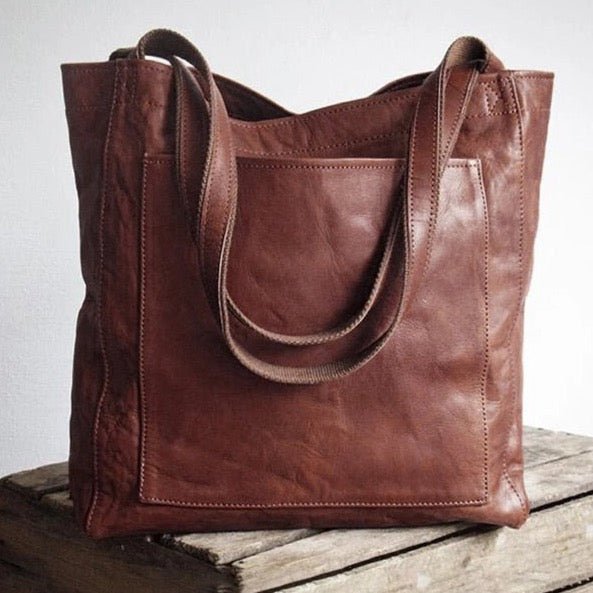 Koffiebruine vintage leren schoudertas, stijlvol mode accessoire, vlekbestendig PU leer voor dames.