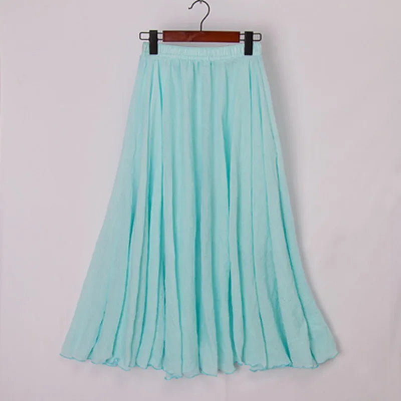 "Elegante maxi-rok van zachte katoen in een neutrale tint, met hoge taille, perfect voor dagelijks en avondgebruik."