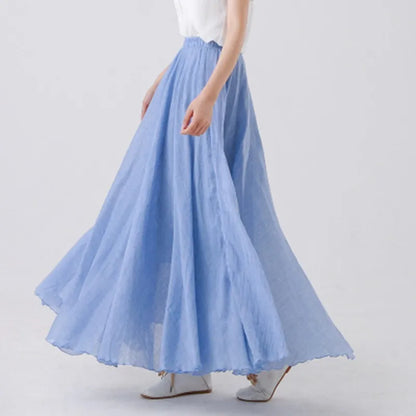"Elegante maxi-rok van zachte katoen in een neutrale tint, met hoge taille, perfect voor dagelijks en avondgebruik."