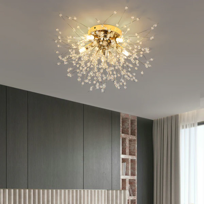 "Elegante plafondlamp met kristalbloemdesign en LED-verlichting, ideaal voor sfeervolle verlichting in elke ruimte."
