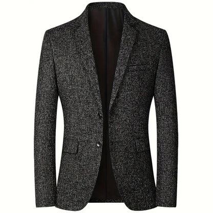 "Elegante RAYAN herenblazer in blauw met reverskraag, klepzakken en knopen voor stijlvolle looks. All-season stijlbasic."