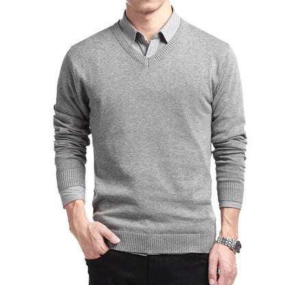"Elegante V-hals premium katoenen trui voor dames met lange mouwen, ideaal voor iedere gelegenheid en comfortabele pasvorm."