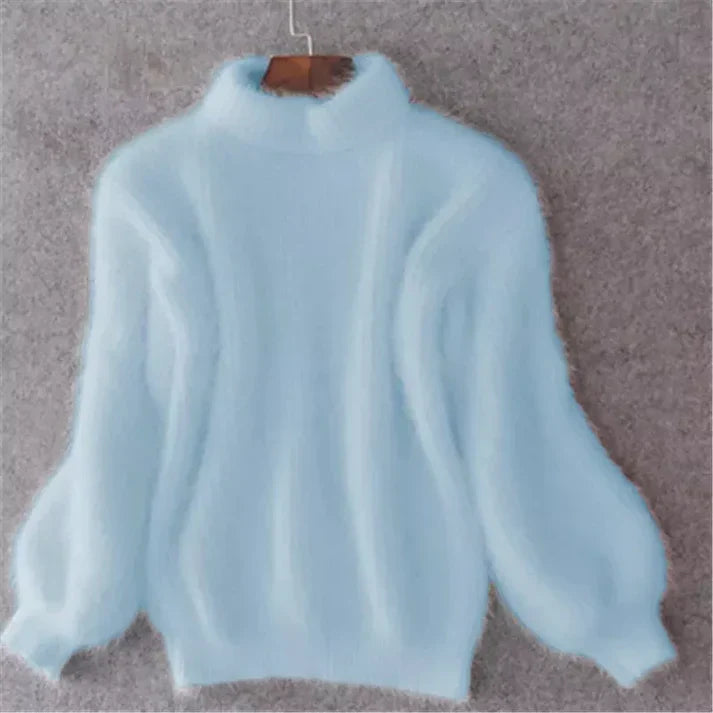 "Elegante vintage angora trui voor dames, zacht en luxe, beschikbaar in meerdere kleuren, perfect voor stijlvolle looks."