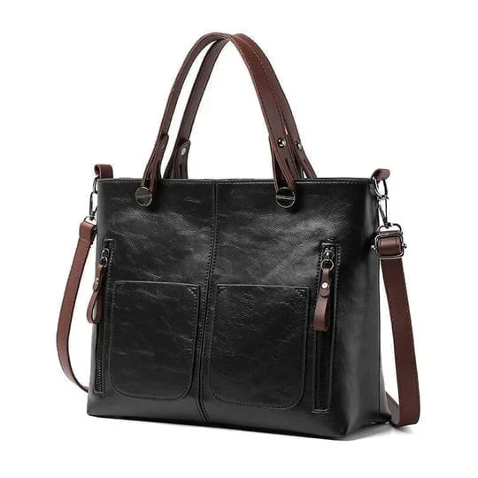 Dames elegante vintage leren schoudertas, ideaal voor werk of vrije tijd. Een stijlvolle handtas.