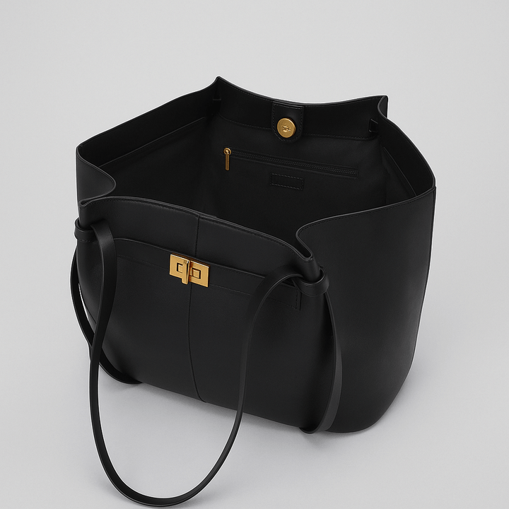 Bruine functionele shopper tas voor dames, perfect als werktas of schoudertas.