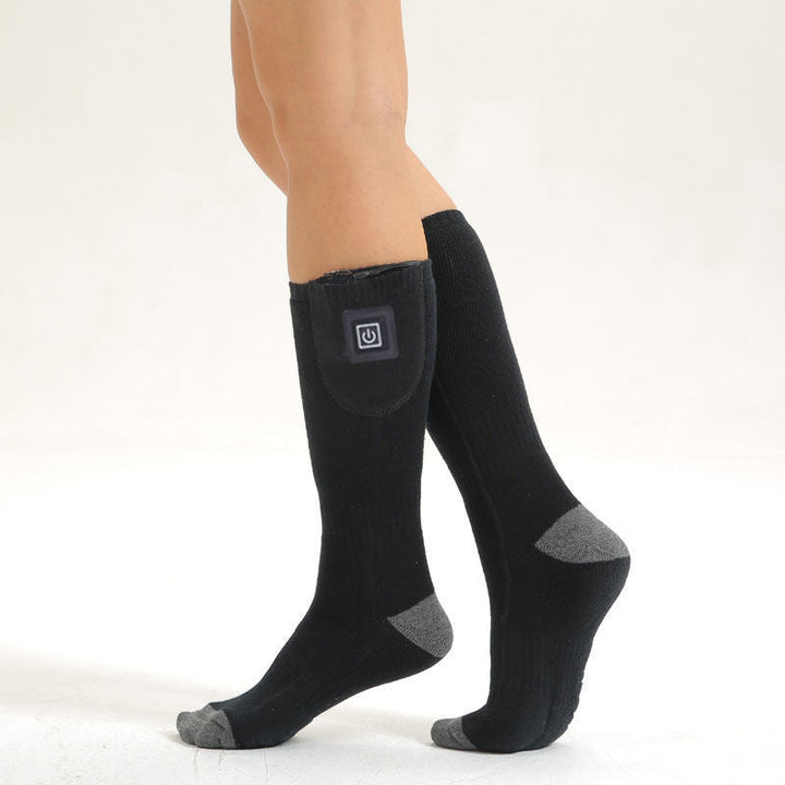 Zwarte dames verwarmde sokken met 3 warmtestanden, perfect voor winteraccessoires en bevordering van bloedcirculatie.