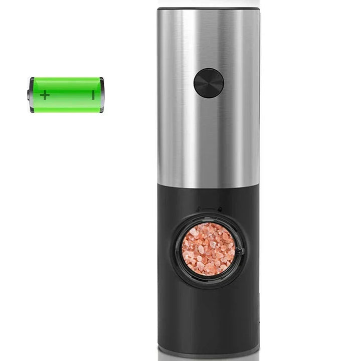 Stijlvolle elektrische zout- en pepermolen, een modern keukenaccessoire met heldere LED-verlichting.