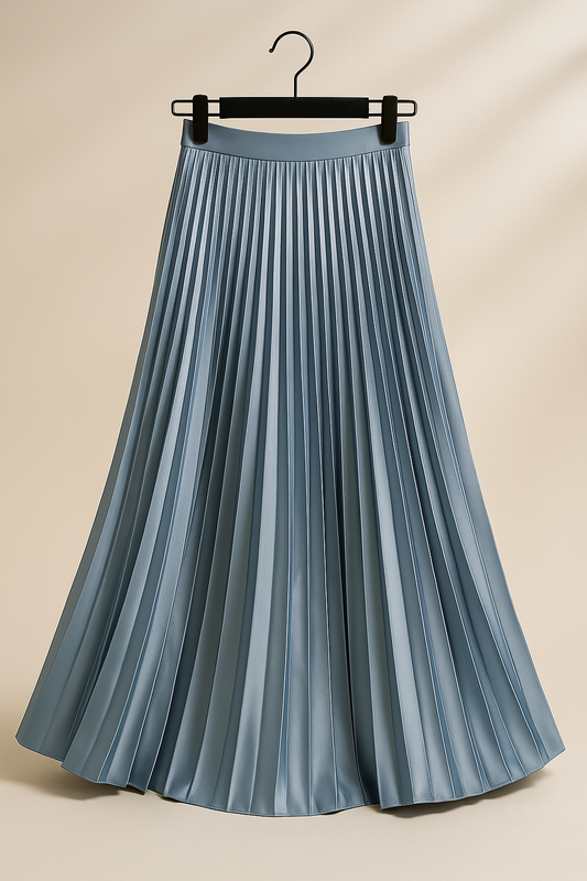 "Elva satijnen plissérok, hoge taille, glanzende stof, elegante uitstraling in meerdere kleuren"