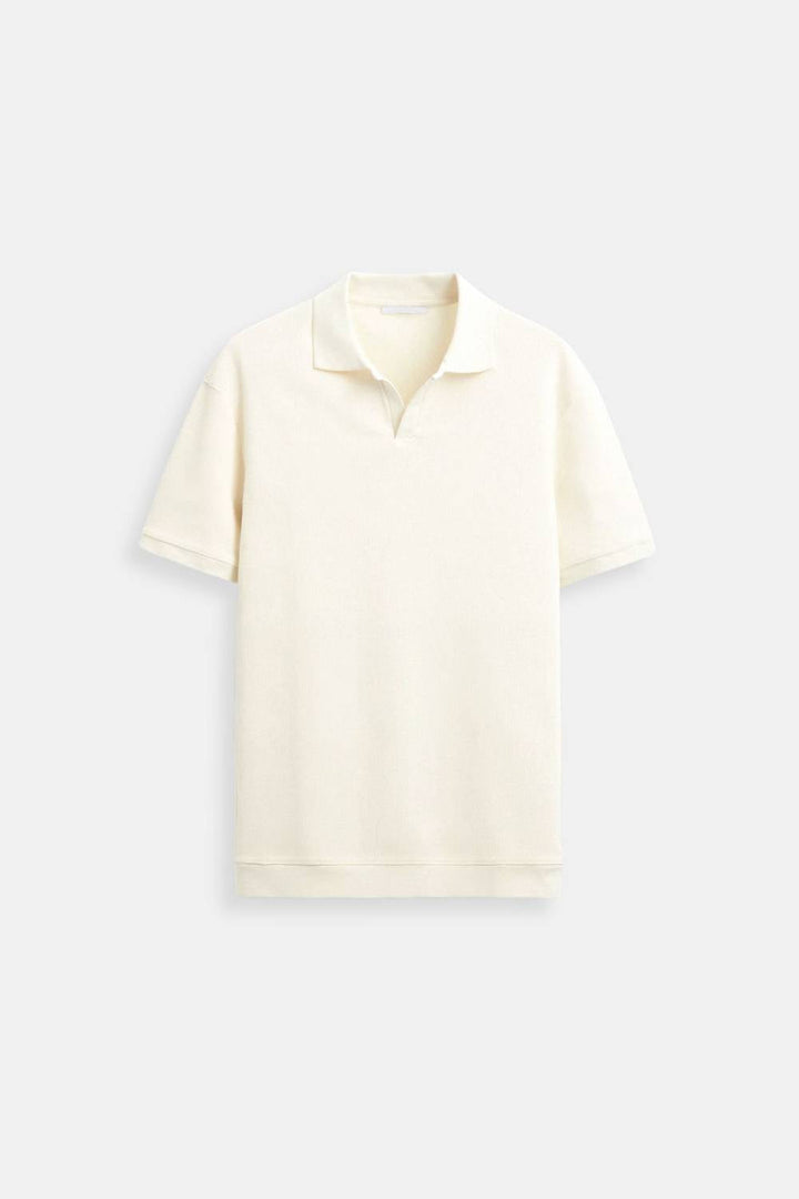 Klassiek heren polo t-shirt met structuur, korte mouw, perfect voor casual en elegante looks.