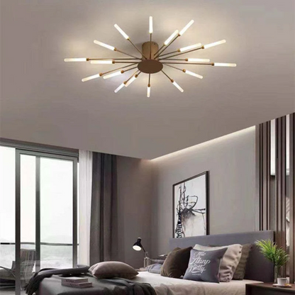 "Energiezuinige grote LED plafondlamp in modern wit metaal en acryl, ideaal voor verlichting van grote kamers."