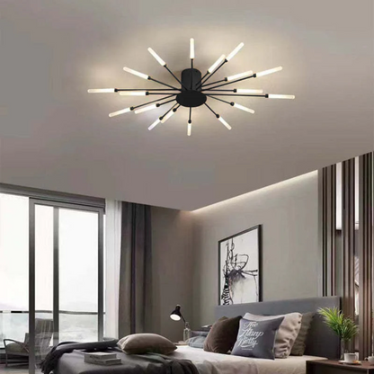 "Energiezuinige grote LED plafondlamp in modern wit metaal en acryl, ideaal voor verlichting van grote kamers."
