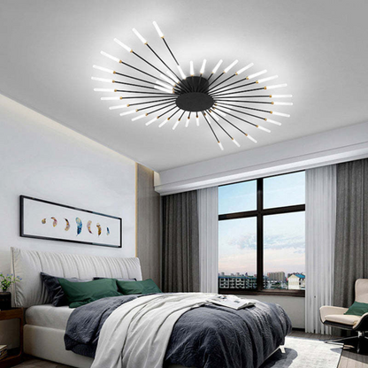 "Energiezuinige grote LED plafondlamp in modern wit metaal en acryl, ideaal voor verlichting van grote kamers."