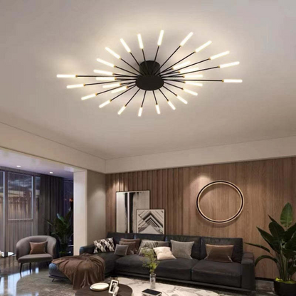 "Energiezuinige grote LED plafondlamp in modern wit metaal en acryl, ideaal voor verlichting van grote kamers."