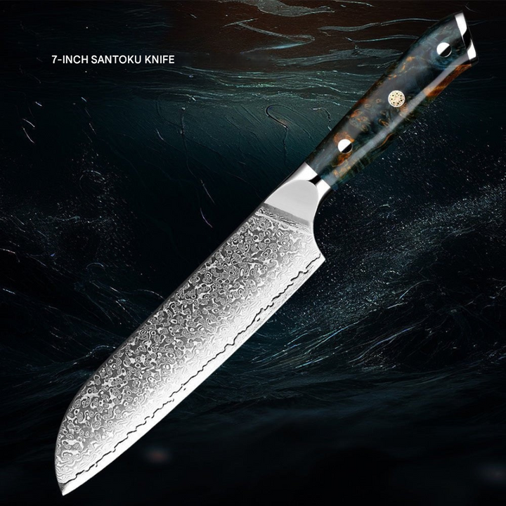 Complete Japanse damast messenset, KairoBlade, voor een professionele keukenervaring.