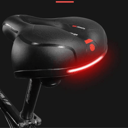 "Ergonomisch SoftRide fietszadel voor comfort, zwart kunstleer, verlicht rug- en zitbeenklachten, geschikt voor lange ritten.