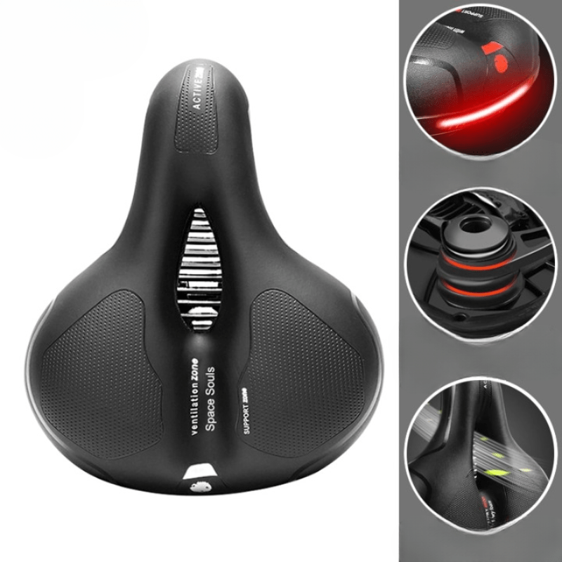 Onderkant van het SoftRide fietszadel met geavanceerde dempingstechnologie voor superieur comfort.