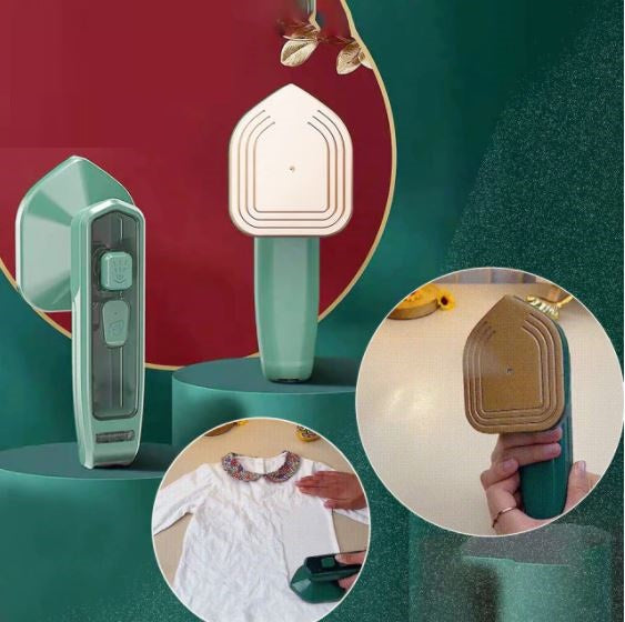 Compacte mini strijkijzer en kledingstomer voor kreukvrije kleding, ideaal voor thuis en reizen.