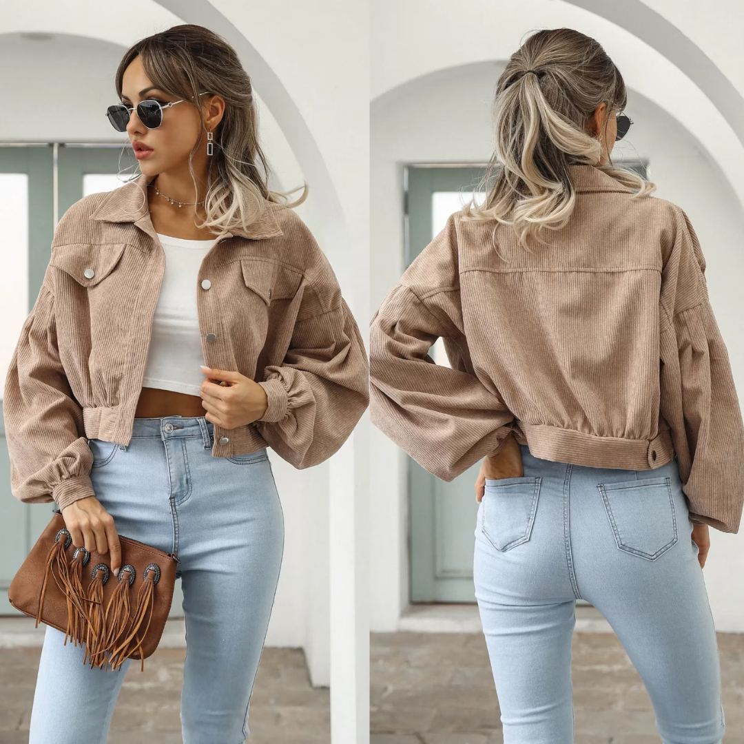 Eva damesjas, cropped bomber model, perfecte bovenkleding voor casual en trendy.