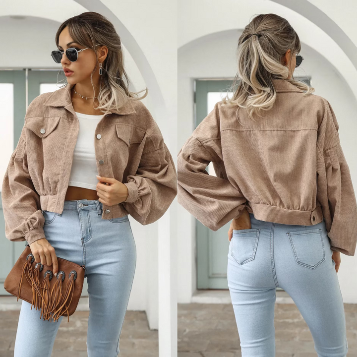 Eva damesjas, cropped bomber model, perfecte bovenkleding voor casual en trendy.